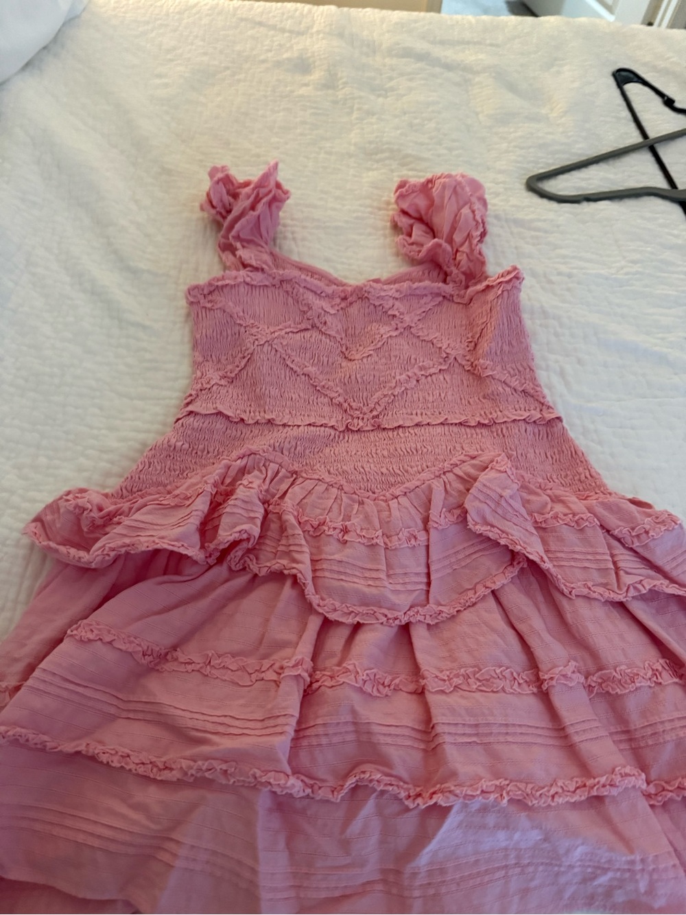 LoveShackFancy Pink Ruffle Tiered Smocked Dress